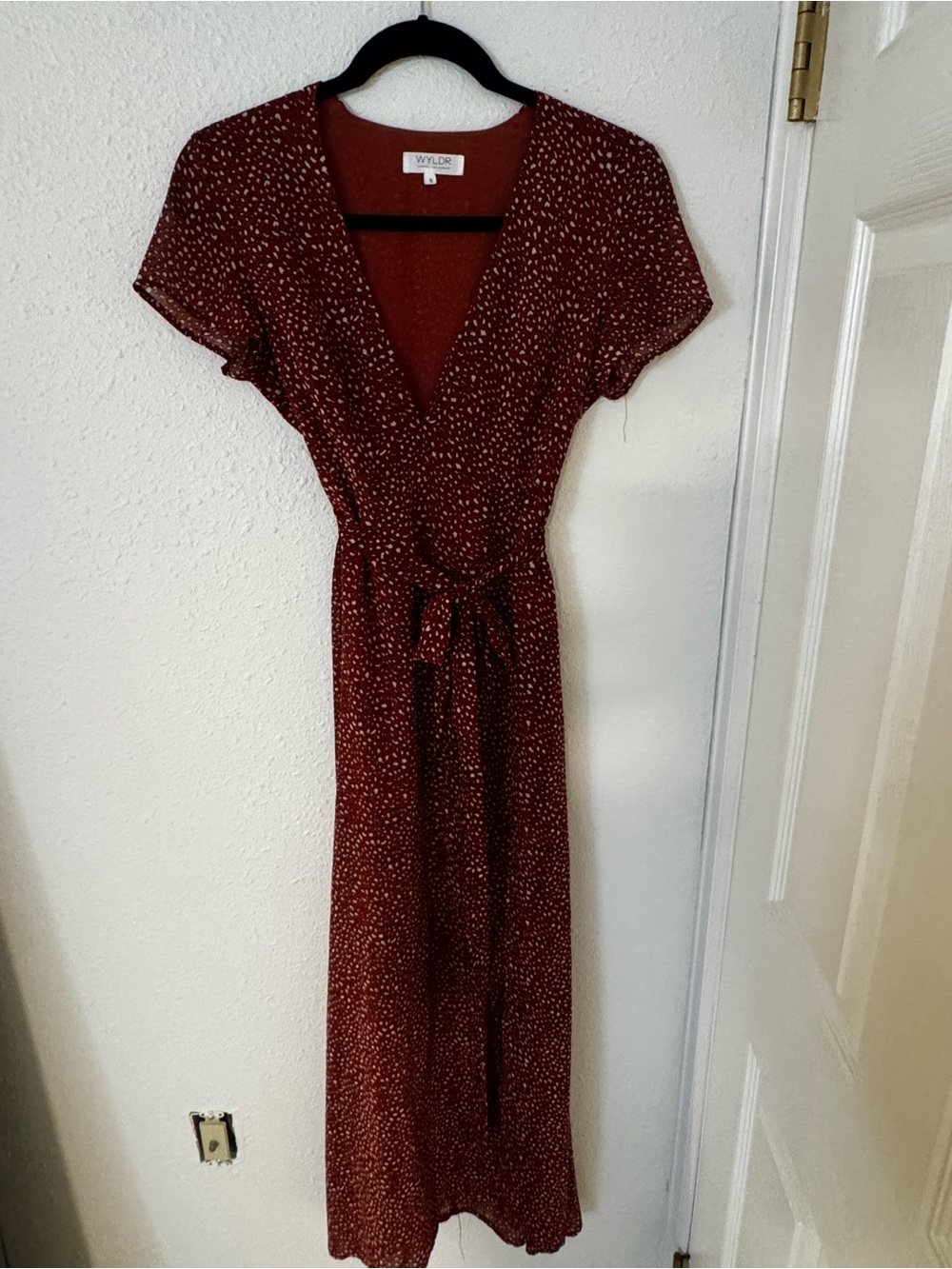 WYLDR Rust Red Printed Wrap Maxi Dress